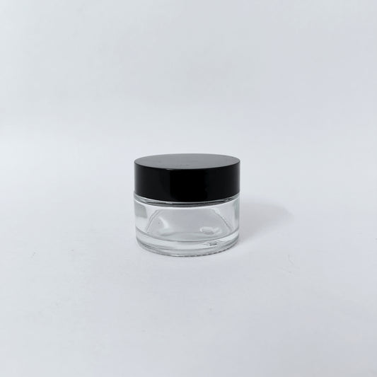 Glass Jar -Transp - Black Cap - 30g