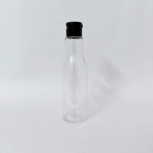 PET Asta Bottle - Clear - 24mm Black Flip Cap - 200mL