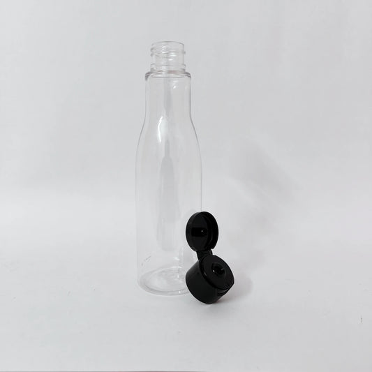 PET Asta Bottle - Clear - 24mm Black Flip Cap - 200mL