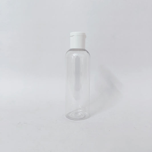 PET Round Bottle - Clear - 20mm White Flip Cap - 100mL