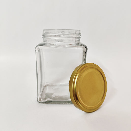 Glass Jar - Clear - Honey Square - 500g