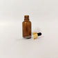 Glass Serum Bottle - Amber - Gold Dropper - 30mL