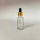 Glass Serum Bottle - Clear - Gold Dropper - 30mL