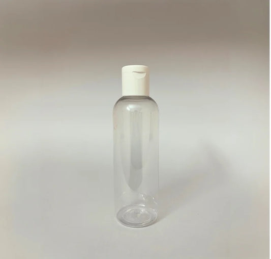 PET Round Bottle - Clear - White Flip Cap - 100mL